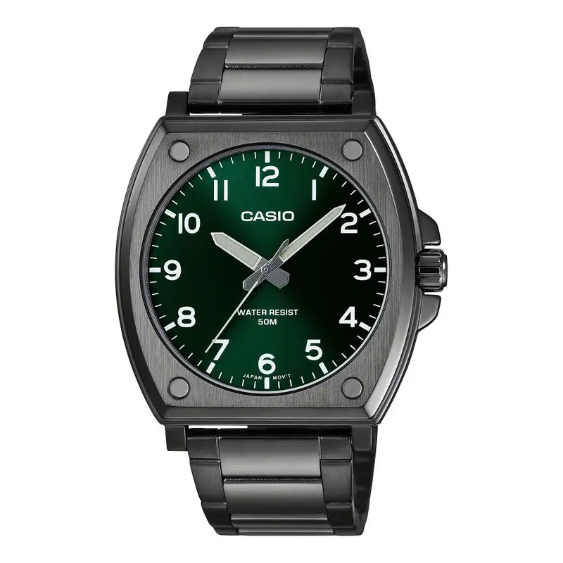 Casio General Analog Green Dial Black Stainless Steel Men's Watch Mtp-E730b-3Avdf 1