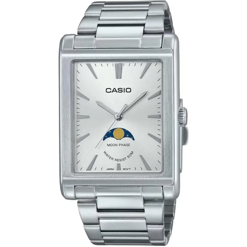 Casio General Analog Moon Phase Silver Dial Stainless Steel Men's Watch Mtp-M105d-7Audf-P 1