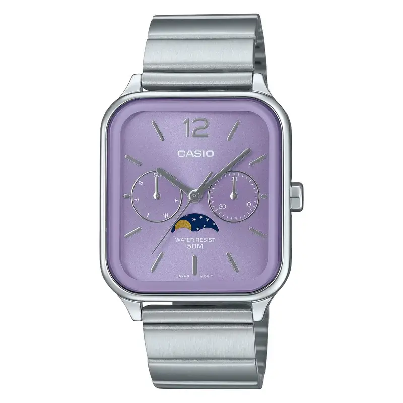 Casio General Analog Purple Dial Moon Phase Stainless Steel Men's Watch Mtp-M305d-6Avdf 1