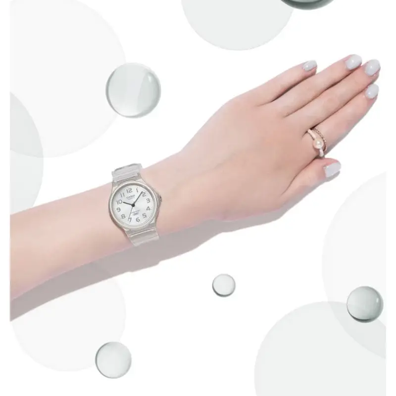 Casio General Analog Quartz Transparent Resin Strap Unisex Watch Mq-24S-7Bdf-P 2