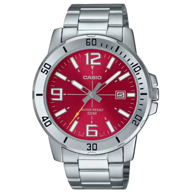 Casio General Analog Red Dial Stainless Steel Men's Watch Mtp-Vd01d-4Bdf-P 1