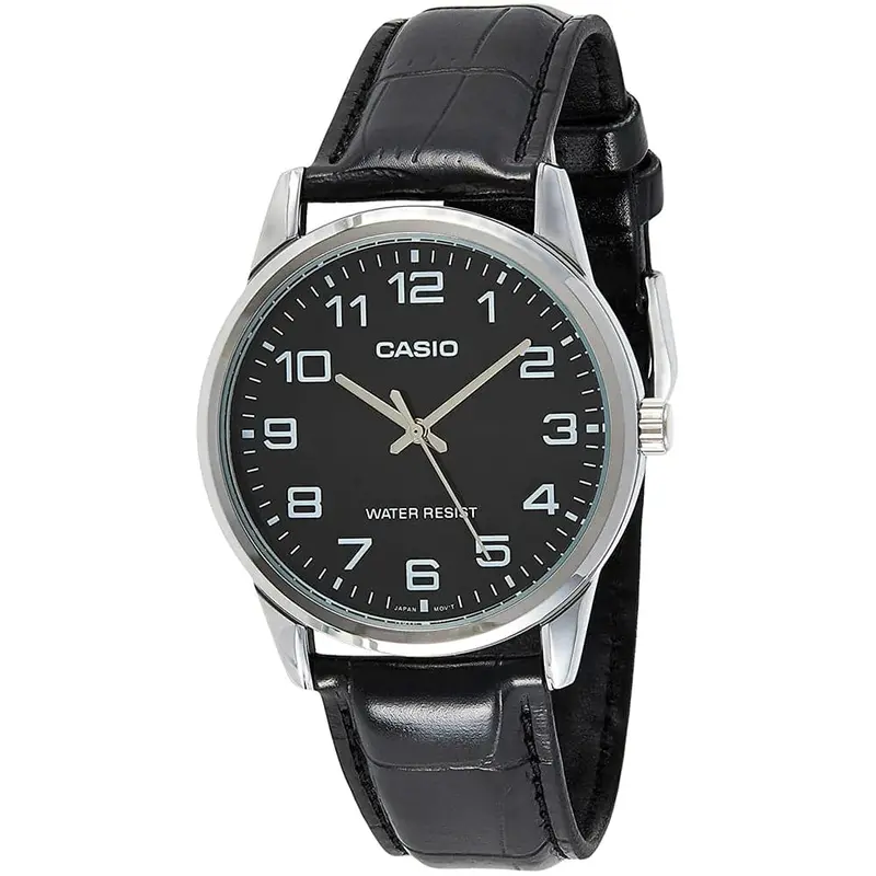 Casio General Black Dial And Black Leather Strap Men Watch Mtp-V001l-1Budf-P 1