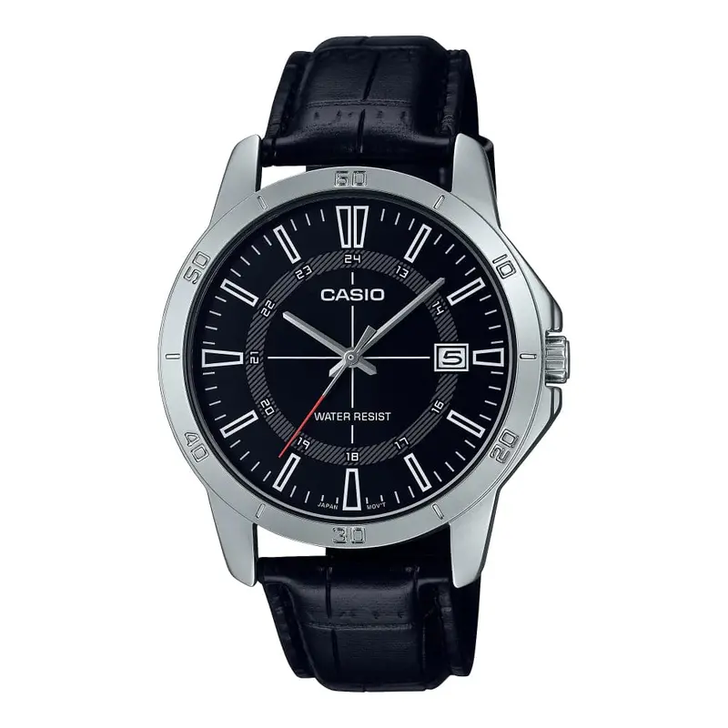 Casio General Black Dial And Leather Strap Men Watch Mtp-V004l-1Cvdf-P 1