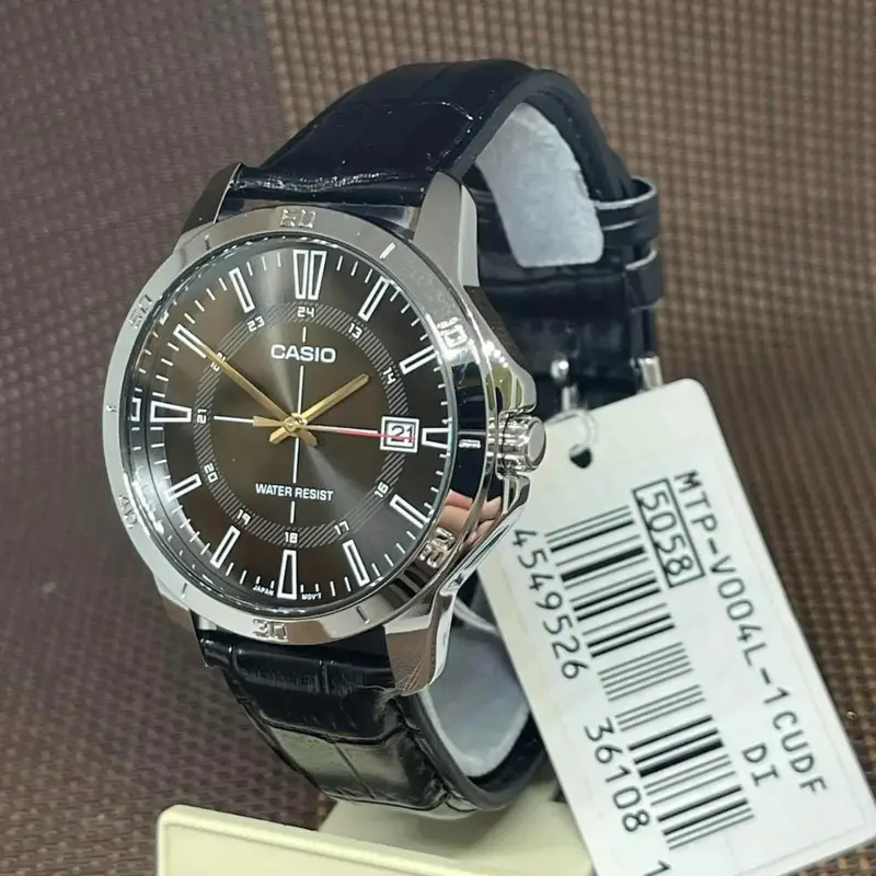Casio General Black Dial And Leather Strap Men Watch Mtp-V004l-1Cvdf-P 2