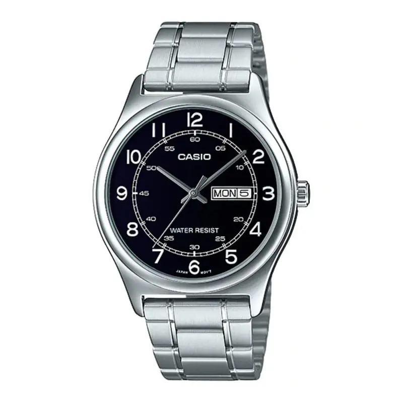 Casio General Black Dial And Silver Stainless Steel Strap Men Watch Mtp-V006d-1B2udf-P 1