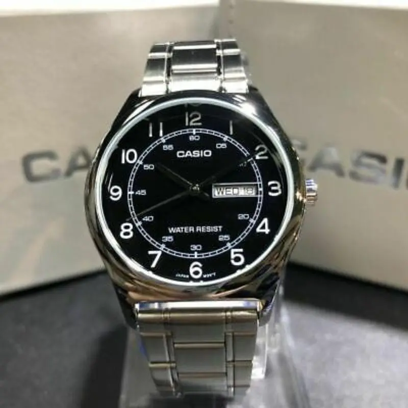 Casio General Black Dial And Silver Stainless Steel Strap Men Watch Mtp-V006d-1B2udf-P 2