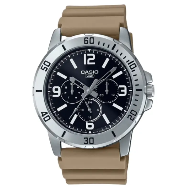 Casio General Black Dial Brown Leather Strap Men Watch Mtp-Vd300-5Budf 1