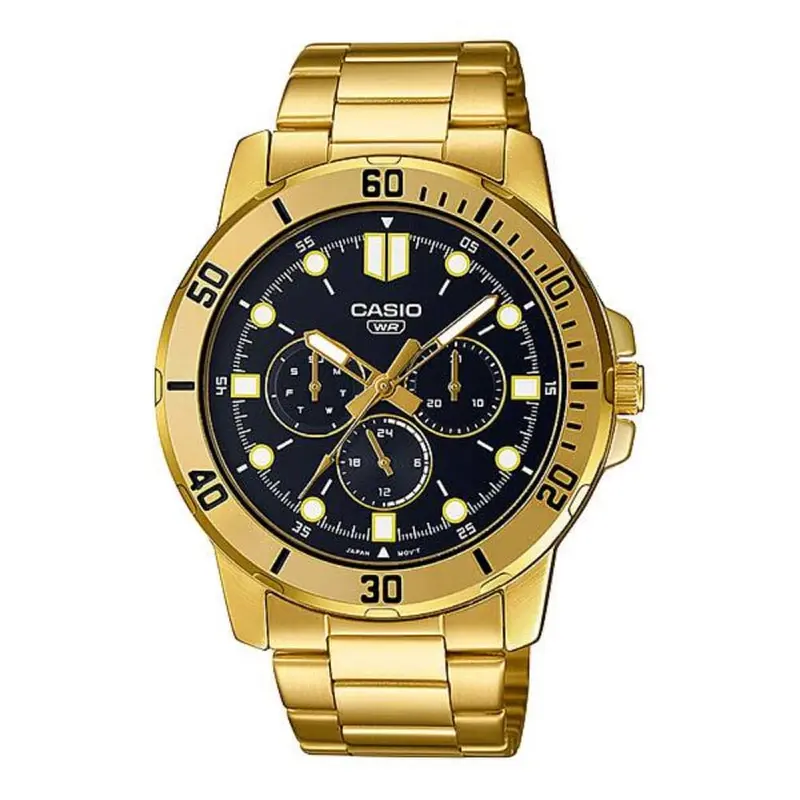 Casio General Black Dial Chronograph Gold Stainless Steel Strap Men Watch Mtp-Vd300g-1Eudf-P 1
