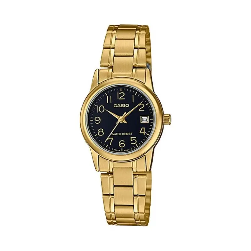 Casio General Black Dial Gold Stainless Steel Strap Unisex Watch Ltp-V002g-1Budf-P 1
