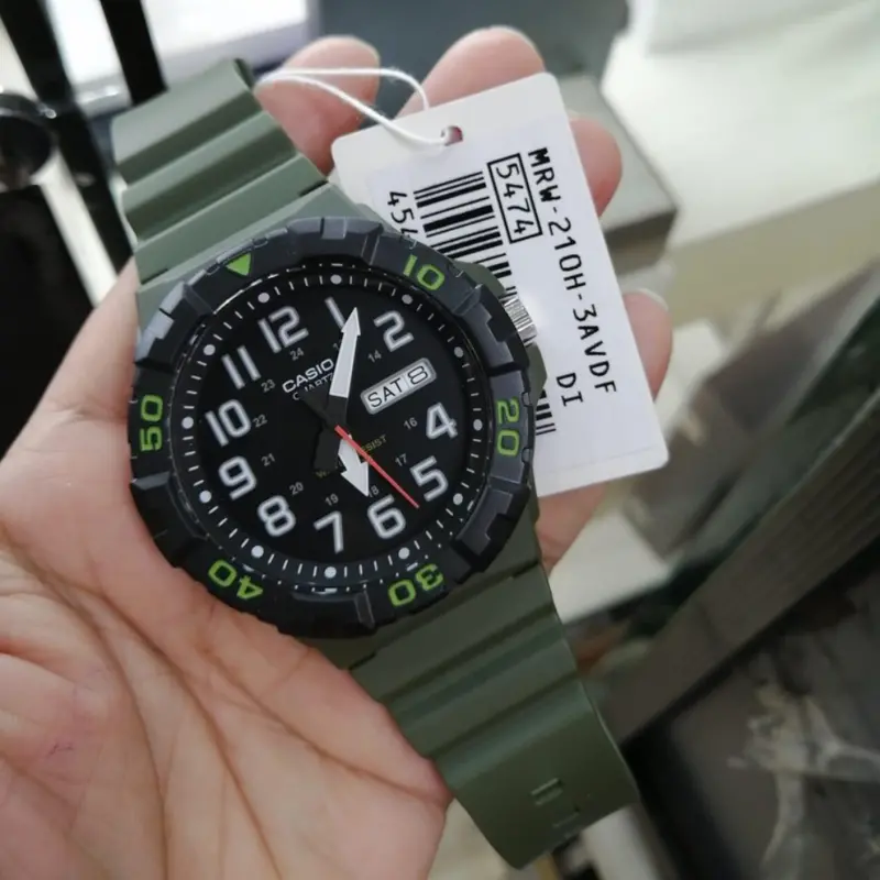 Casio General Black Dial Green Resin Strap Men Watch Mrw-210H-3Avdf-P 2