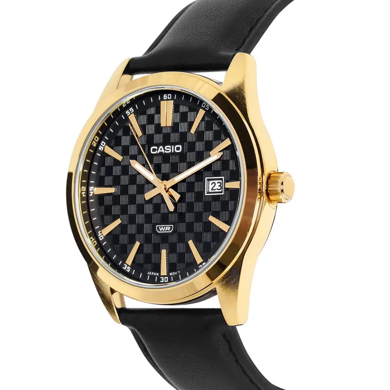 Casio General Black Dial Leather Strap Men Watch Mtp-Vd03gl-1Audf 2