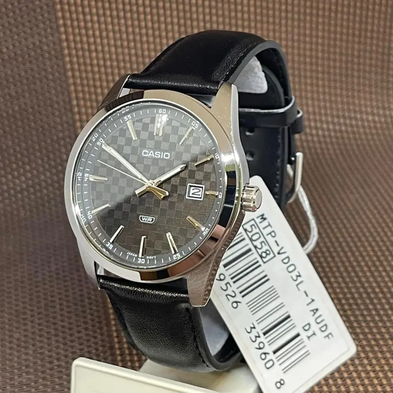 Casio General Black Dial Leather Strap Men Watch Mtp-Vd03l-1Audf 2