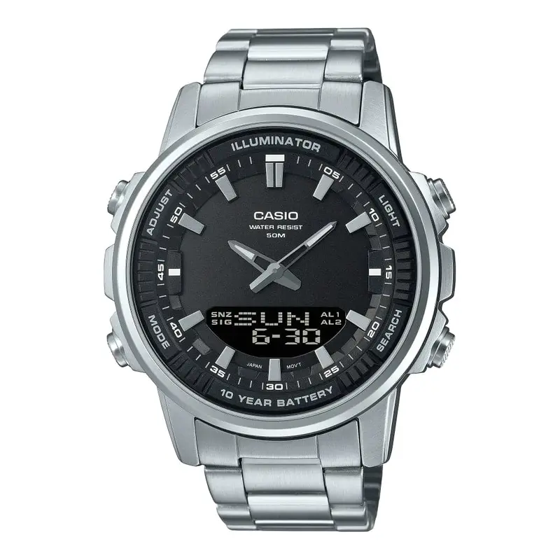 Casio General Black Dial Silver Stainless Steel Strap Men Watch Amw-880D-1Avdf 1