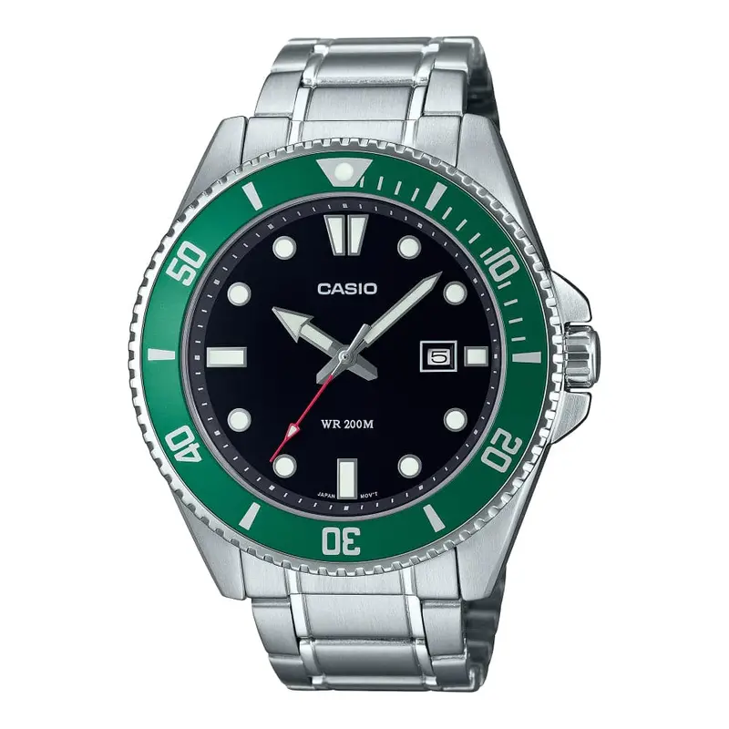 Casio General Black Dial Silver Stainless Steel Strap Men Watch Mdv-107D-3Avdf-P 1