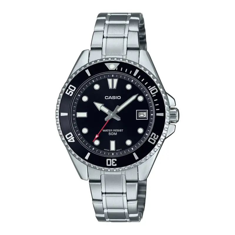 Casio General Black Dial Silver Stainless Steel Strap Men Watch Mdv-10D-1A1vdf 1