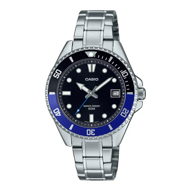 Casio General Black Dial Silver Stainless Steel Strap Men Watch Mdv-10D-1A2vdf-P 1