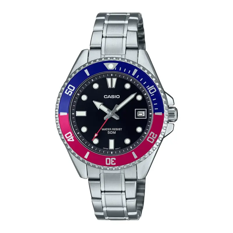 Casio General Black Dial Silver Stainless Steel Strap Men Watch Mdv-10D-1A3vdf-P 1