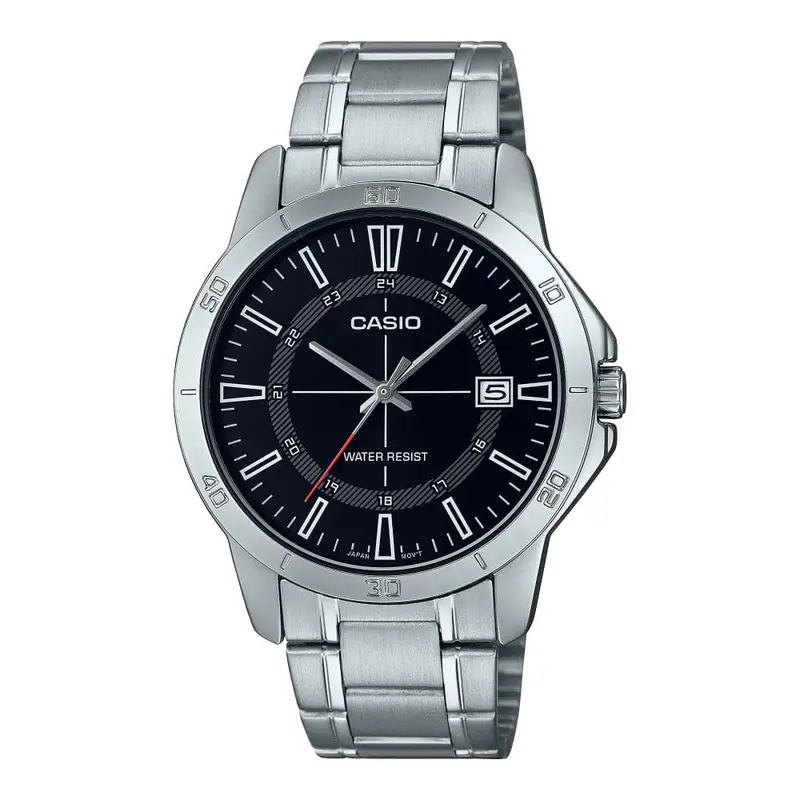 Casio General Black Dial Silver Stainless Steel Strap Unisex Watch Mtp-V004d-1Cvdf-P 1
