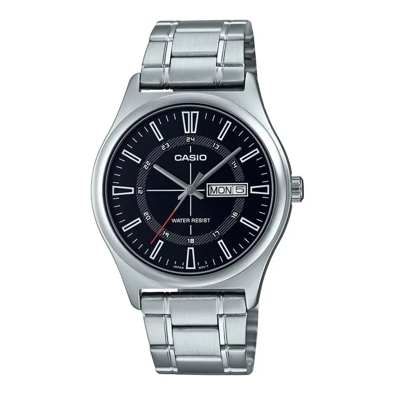 Casio General Black Dial Silver Stainless Steel Strap Unisex Watch Mtp-V006d-1Cvdf-P 1
