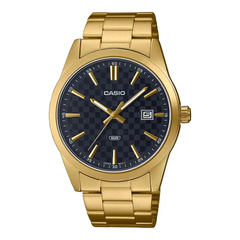 Casio General Black Dial With Gold Stainless Steel Strap Men Watch Mtp-Vd03g-1Audf-P 1