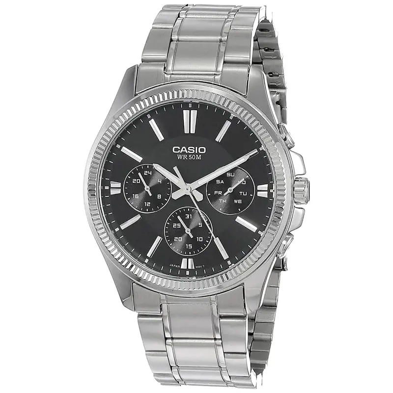 Casio General Black Dial With Silver Stainless Steel Men Watch Mtp-1375D-1Avdf-P 1