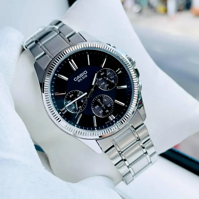 Casio General Black Dial With Silver Stainless Steel Men Watch Mtp-1375D-1Avdf-P 2