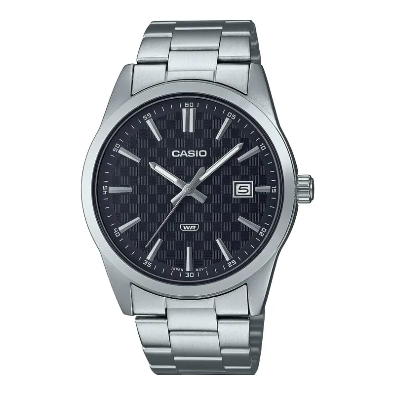 Casio General Black Dial With Silver Stainless Steel Strap Men Watch Mtp-Vd03d-1Audf 1
