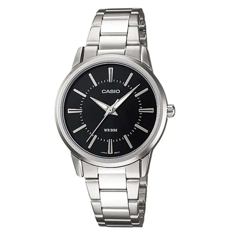 Casio General Black Dial With Silver Stainless Steel Strap Unisex Watch Ltp-1303D-1Avdf-P 1
