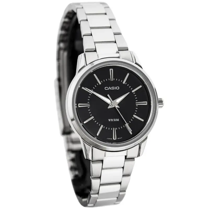 Casio General Black Dial With Silver Stainless Steel Strap Unisex Watch Ltp-1303D-1Avdf-P 2