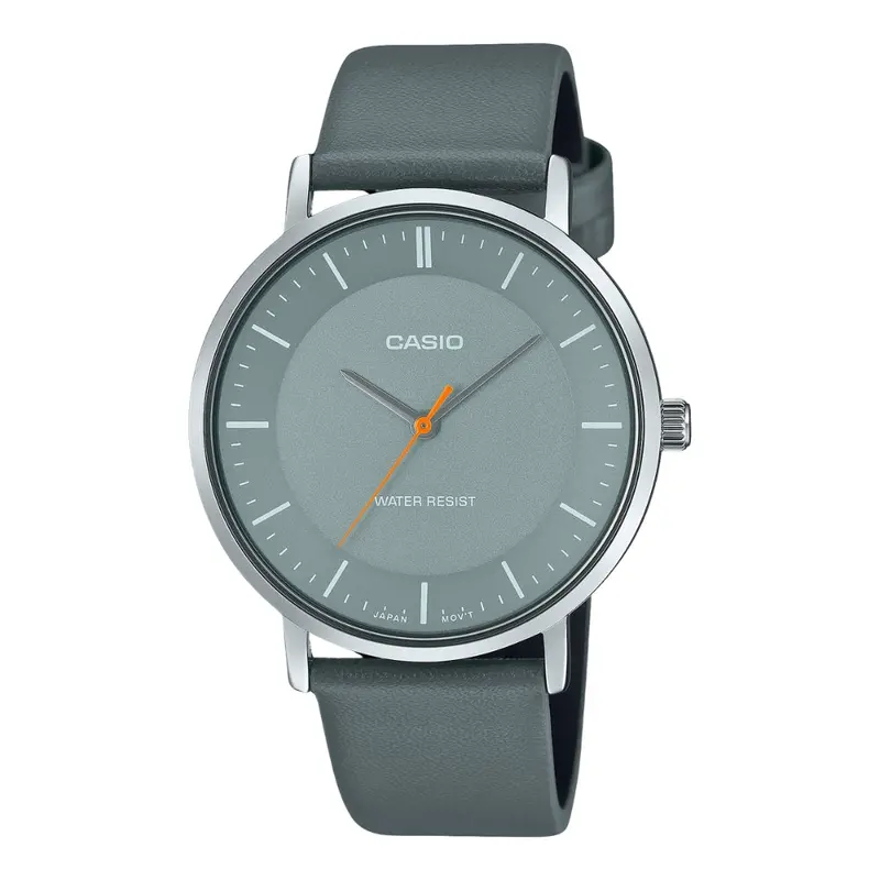 Casio General Black & Gray Leather Strap - Mineral Glass | Mtp-Vt04l Series 2