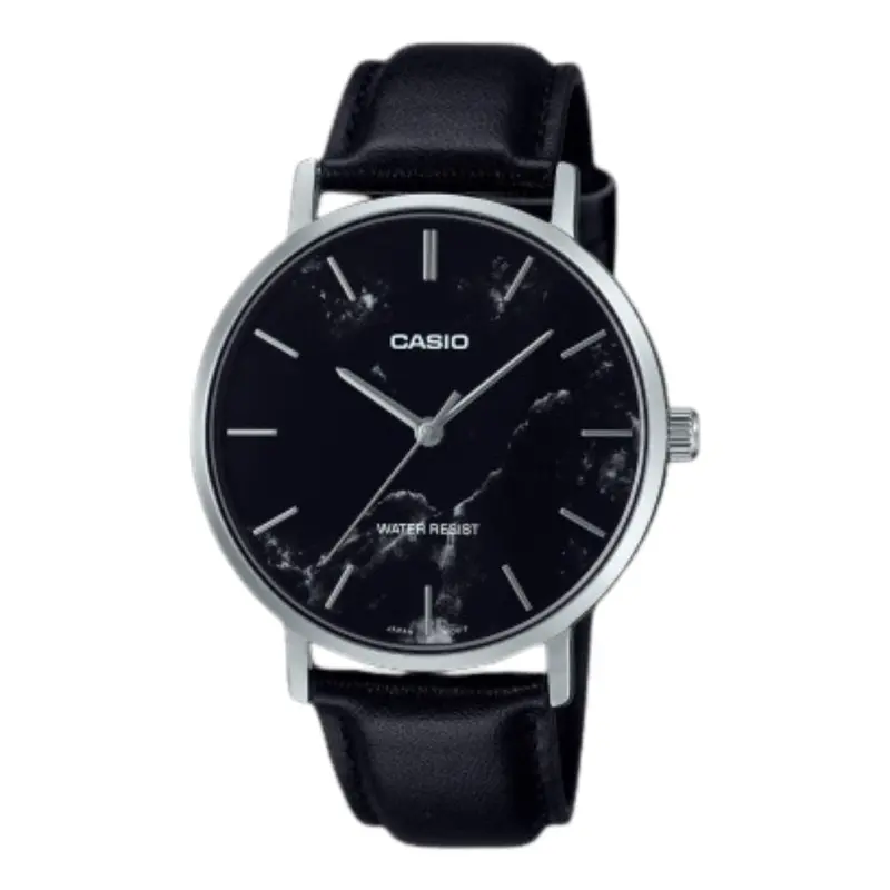 Casio General Black Leather Men's Watch Mtp-Vt01lm-1Audf-P 1