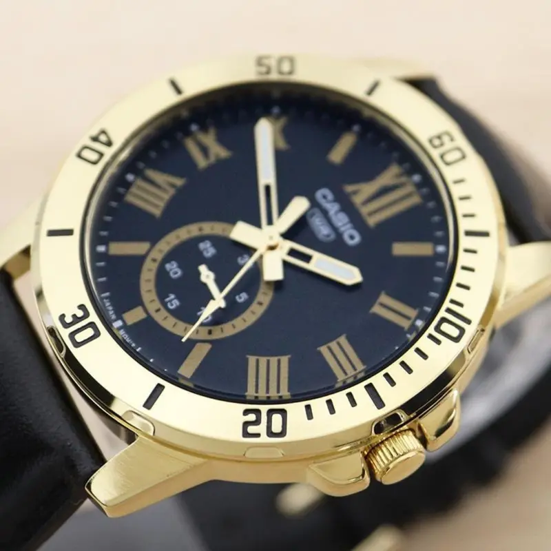 Casio General Black Leather Strap Men Watch Mtp-Vd200gl-1Budf 2