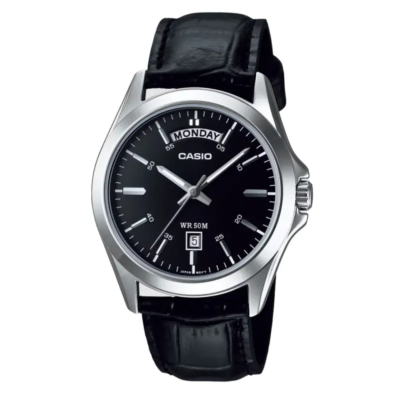 Casio General Black Leather Strap Unisex Watch Mtp-1370L-1Avdf-P 1