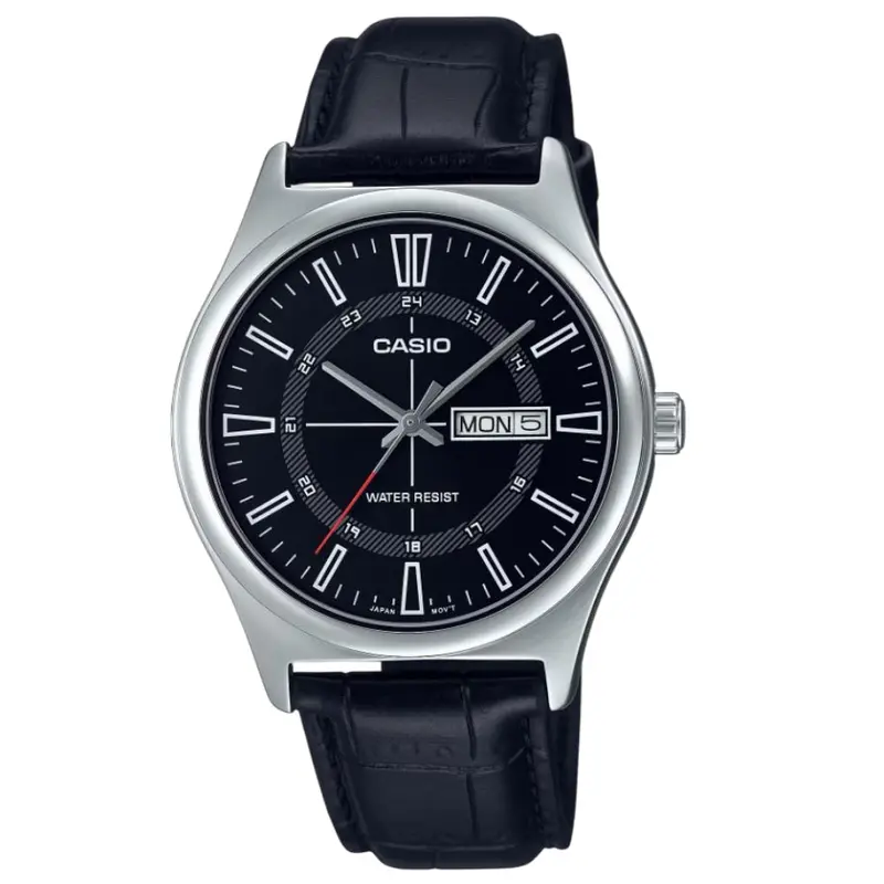 Casio General Black Leather Strap Unisex Watch Mtp-V006l-1Cudf 1