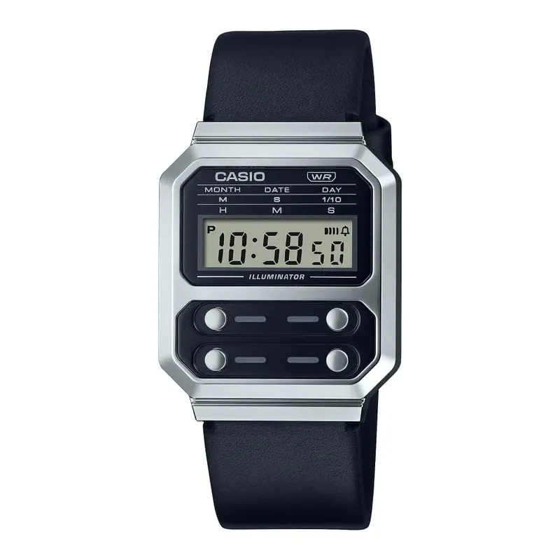 Casio General Black Leather Unisex Watch A100wel-1Adf-P 1