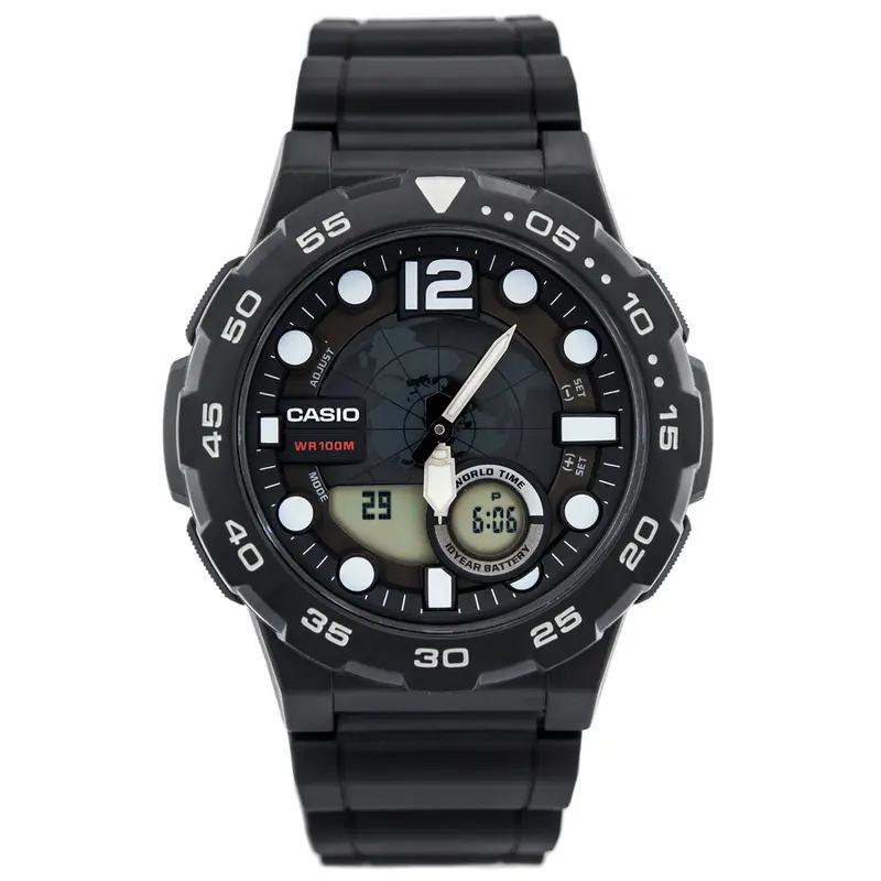 Casio General Black Resin Strap Men Watch Aeq-100W-1Avdf-P 1