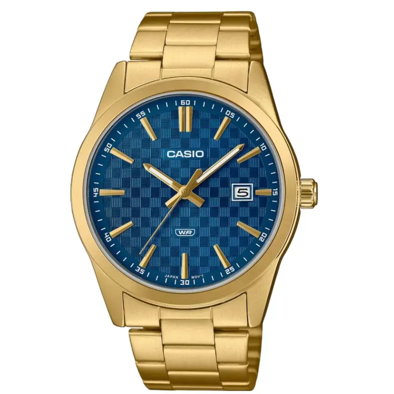 Casio General Blue Dial Gold Stainless Steel Strap Men Watch Mtp-Vd03g-2Audf-P 1