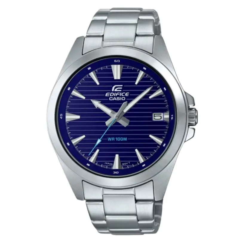 Casio General Blue Dial Silver Stainless Steel Strap Men Watch Efv-140D-2Avudf-P 1