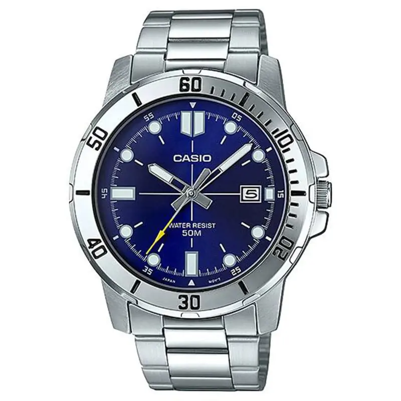 Casio General Blue Dial Silver Stainless Steel Strap Men Watch Mtp-Vd01d-2Evudf-P 1