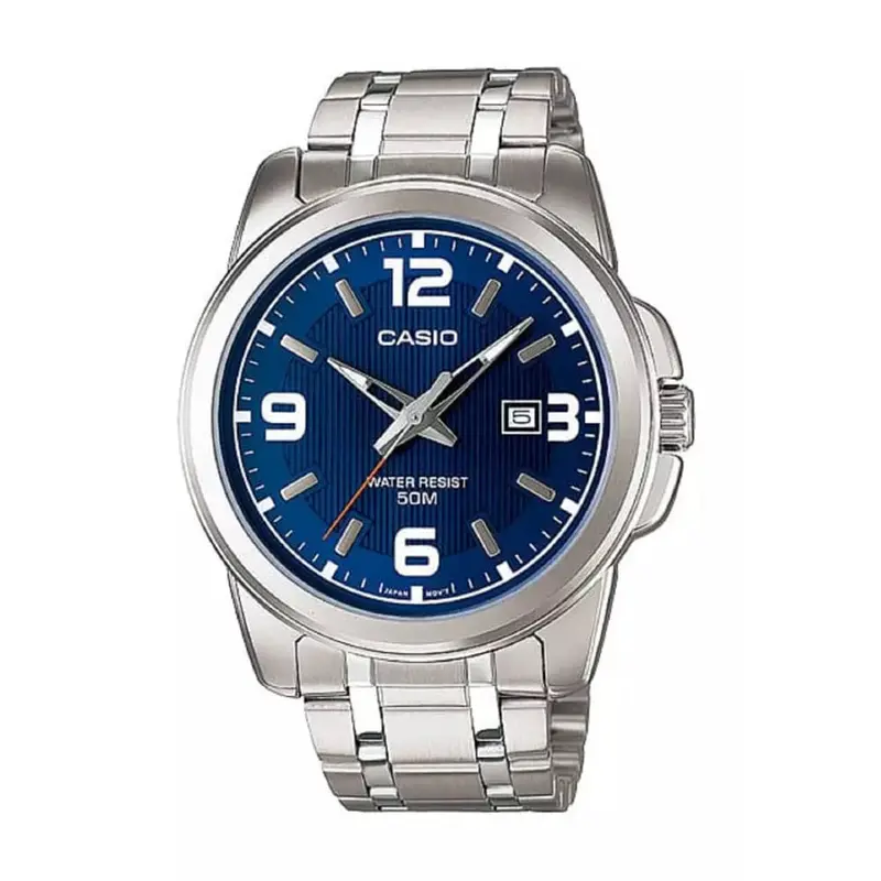 Casio General Blue Dial Silver Stainless Steel Strap Unisex Watch Ltp-1314D-2Avdf 1