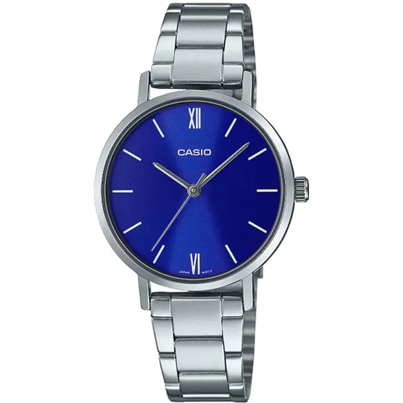 Casio General Blue Dial Silver Stainless Steel Strap Unisex Watch Ltp-Vt02d-2Audf-P 1