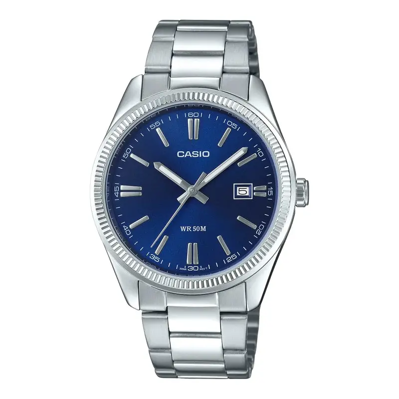 Casio General Blue Dial Silver Stainless Steel Strap Unisex Watch Mtp-1302Pd-2Avef 1