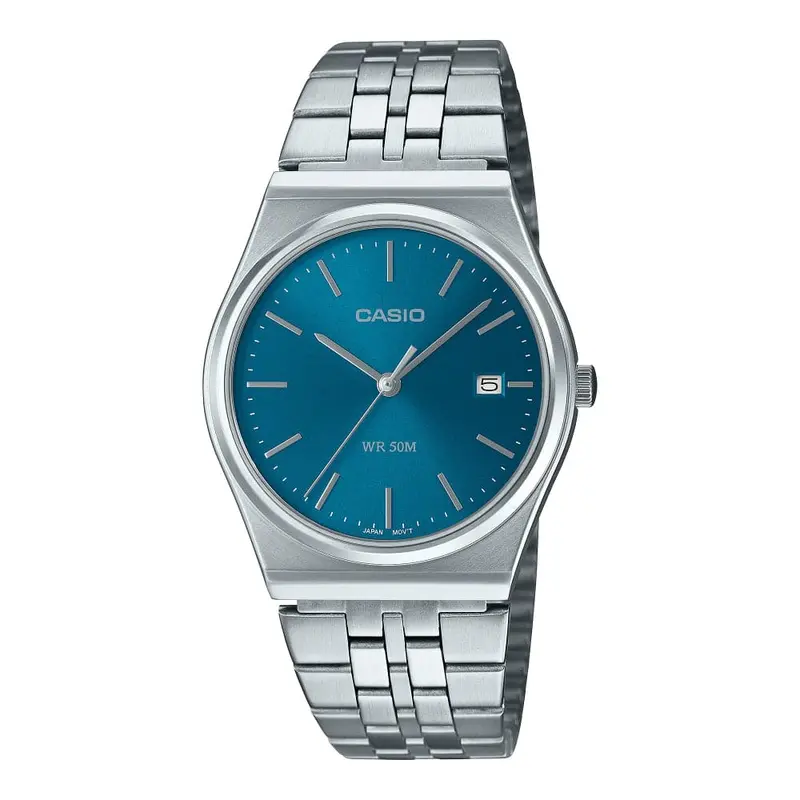 Casio General Blue Dial Silver Stainless Steel Strap Unisex Watch Mtp-B145d-2A2vdf 1