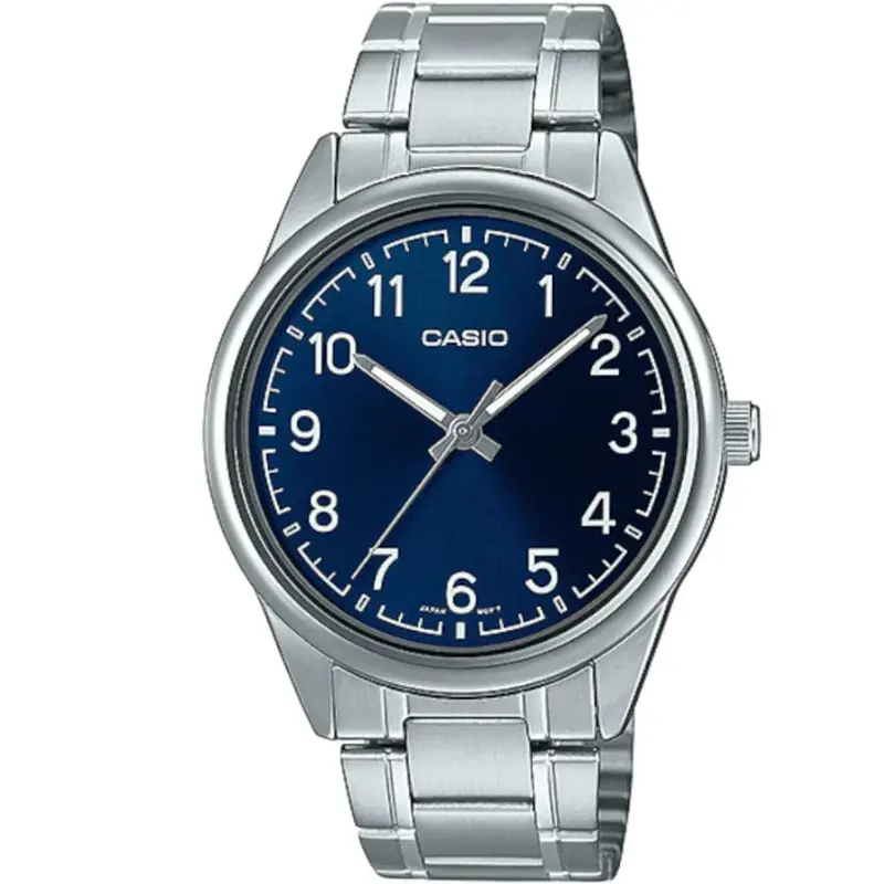 Casio General Blue Dial Silver Stainless Steel Strap Unisex Watch Mtp-V005d-2B4udf-P 1