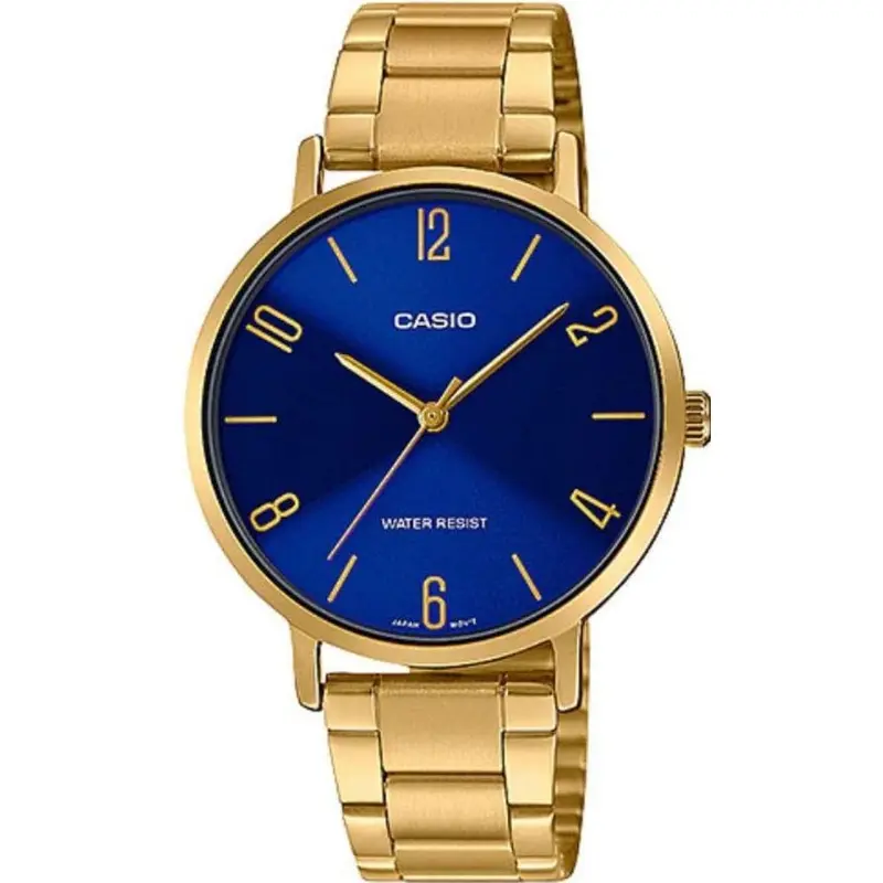 Casio General Blue Dial With Gold Stainless Steel Women Watch Ltp-Vt01g-2Budf-P 1