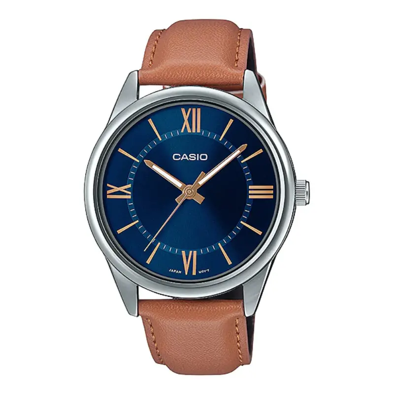 Casio General Brown Leather Strap Men Watch Mtp-V005l-2B5udf 1