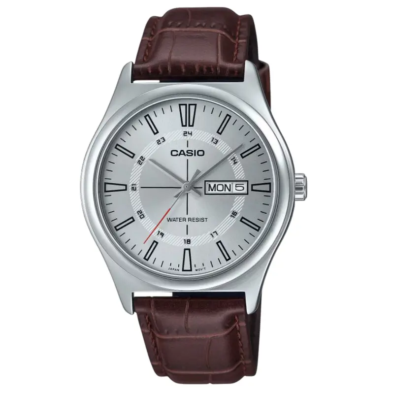 Casio General Brown Leather Strap Unisex Watch Mtp-V006l-7Cudf 1