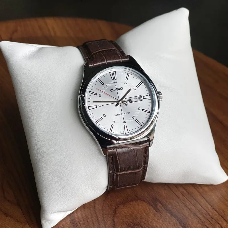 Casio General Brown Leather Strap Unisex Watch Mtp-V006l-7Cudf 2