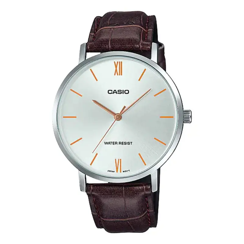 Casio General Brown Leather Strap Unisex Watch Mtp-Vt01l-7B2udf-P 1