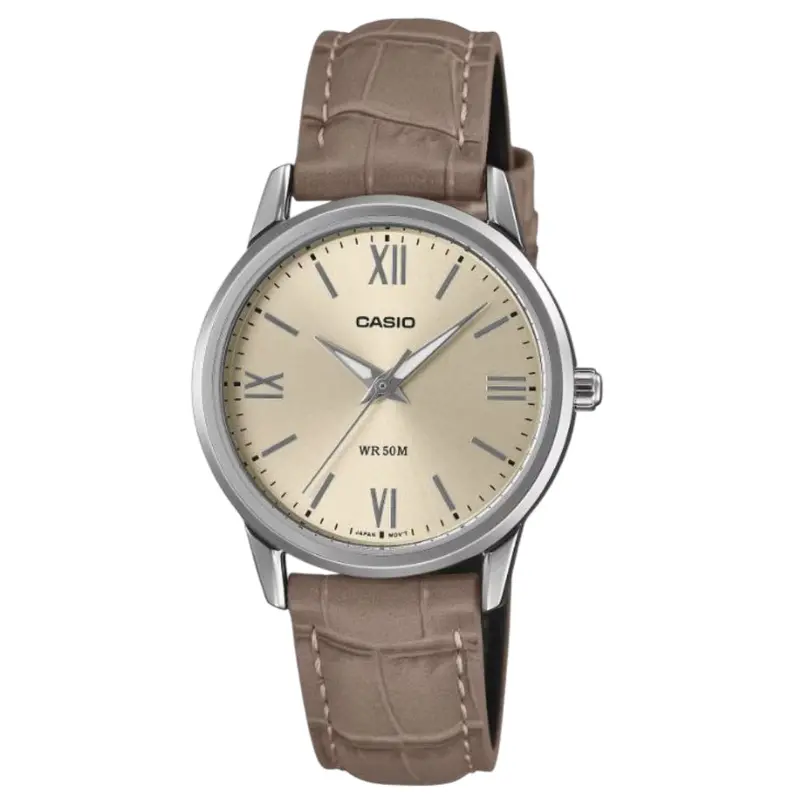 Casio General Brown Leather Strap Women Watch Ltp-1303Ll-7Avdf 1